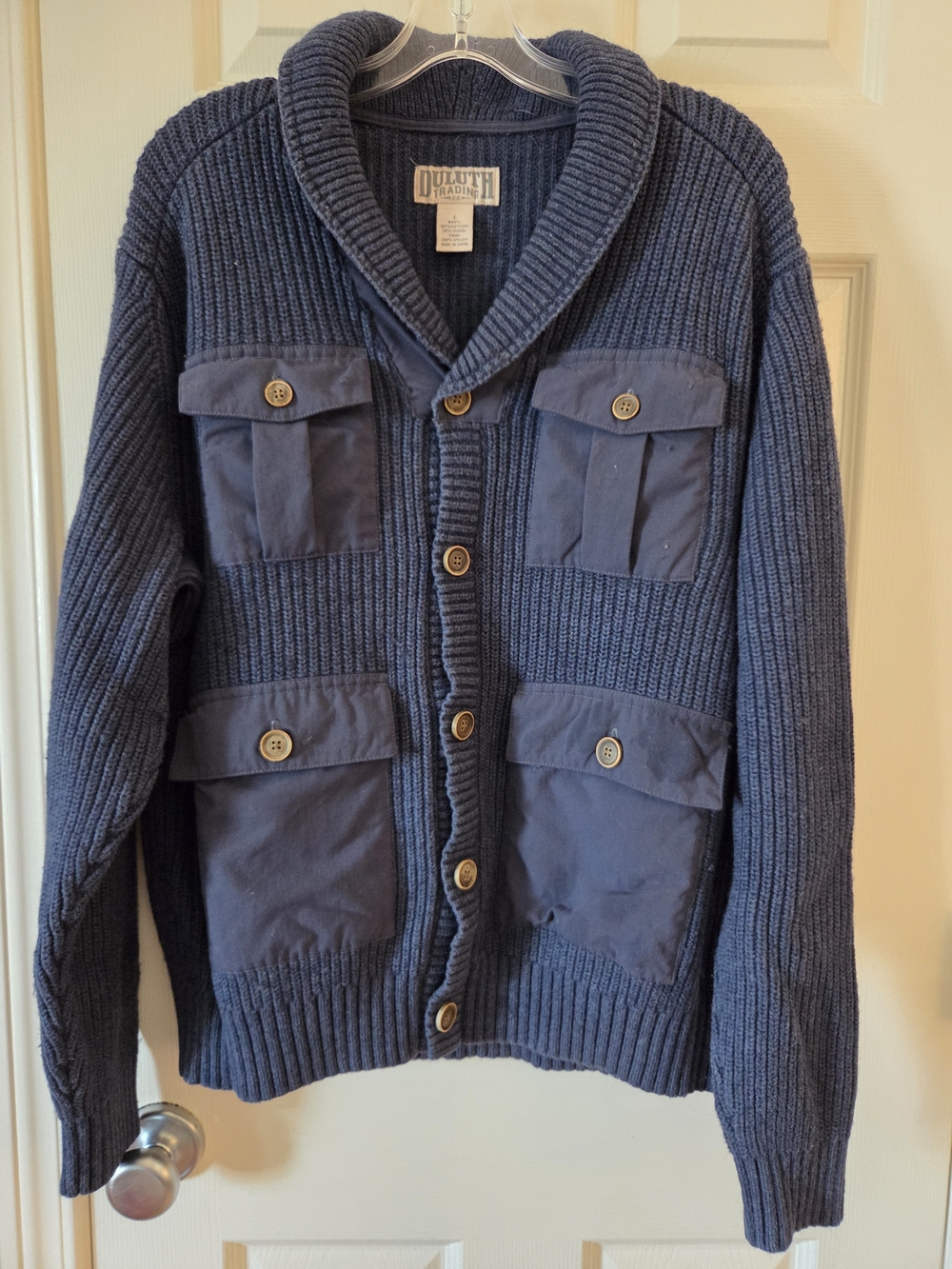 Duluth Trading Co Men's Cotton/eool Blend Shawl-Collar Button Cardigan Sweater